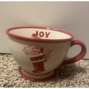 Starbucks Holiday 2007 Coffee Tea Mug Joy Stocking Footed Cup Christmas 10 oz